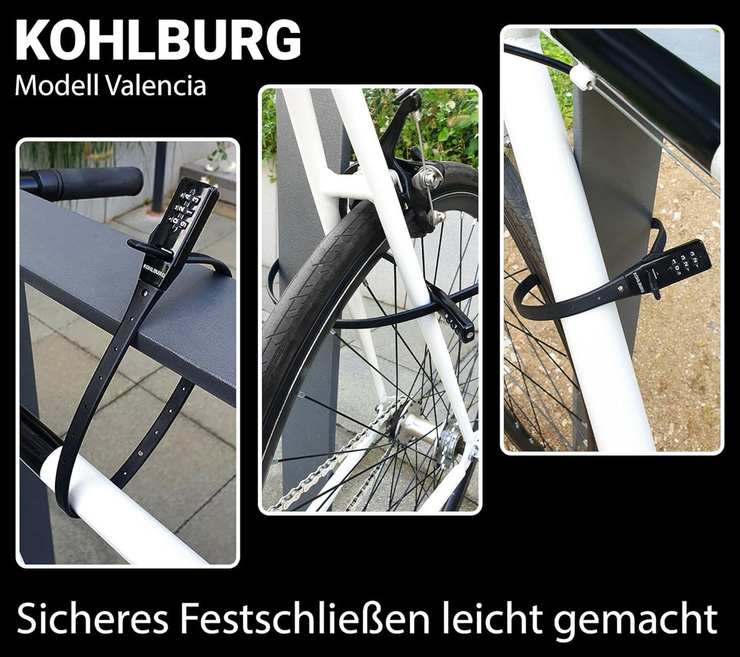KOHLBURG extrem leichtes Zahlenschloss - 70g leicht mit Zahlencode - 50cm Fahrradschloss klein und s