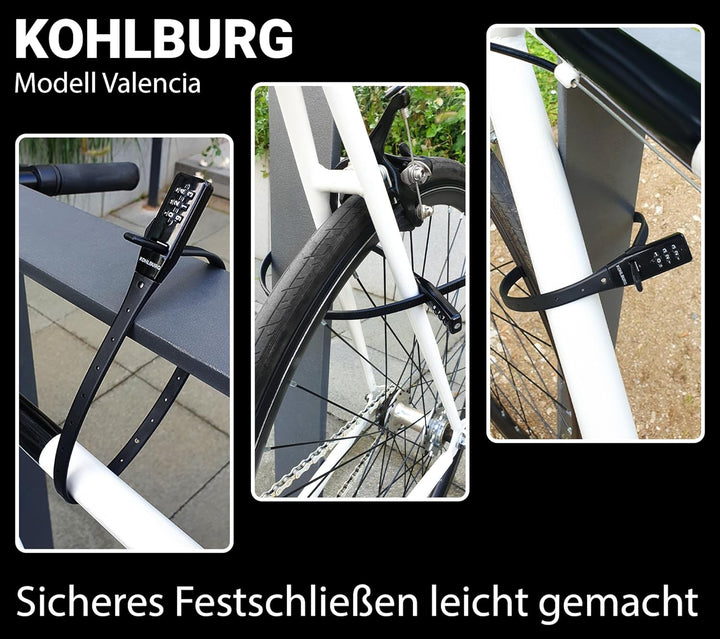 KOHLBURG extrem leichtes Zahlenschloss - 70g leicht mit Zahlencode - 50cm Fahrradschloss klein und s