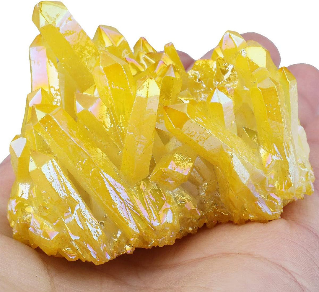 mookaitedecor Titanium Coated Natürlichen Bergkristall Rohstück Geode Dekorative Stein Naturstück Ed