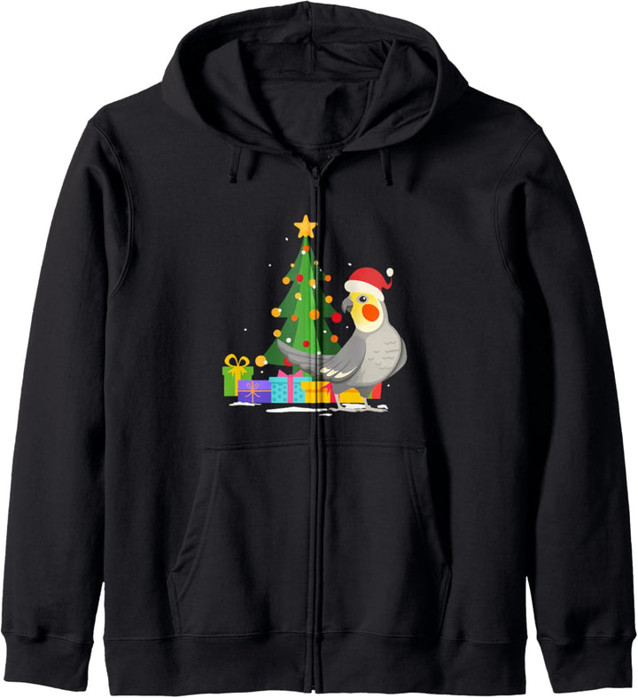 Cockatiel Parrot - Bird Santa Hat Christmas Tree - Xmas Snow Kapuzenjacke