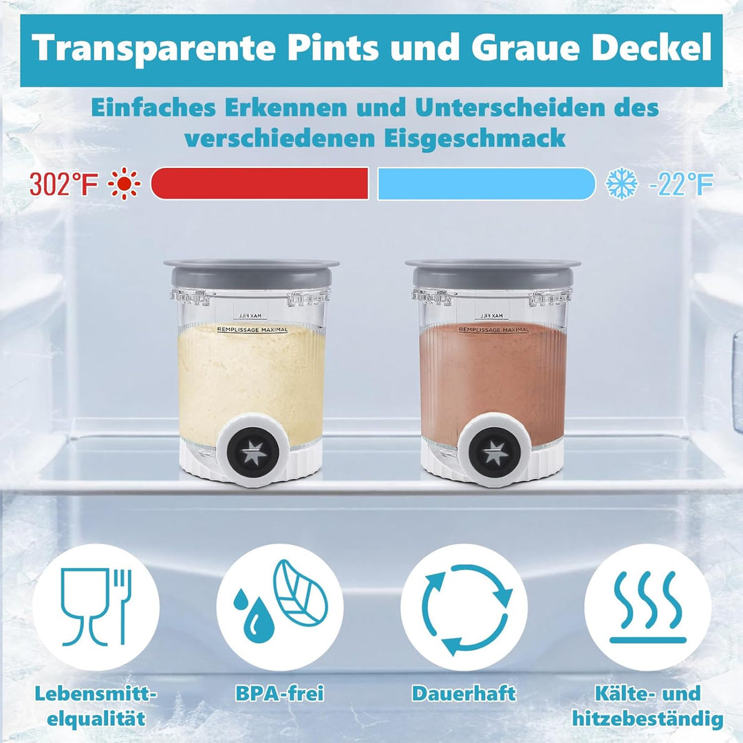 Nepfaivy Behälter für Ninja Swirl by Creami - 2er-Set Eiscremebecher und Deckel Kompatibel mit Ninja