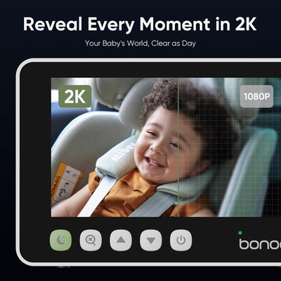 bonoch 2K Baby Kamera Auto USB C mit Vollkristall Nachtsicht, 5 Zoll Baby Auto Spiegel mit Kamera fü