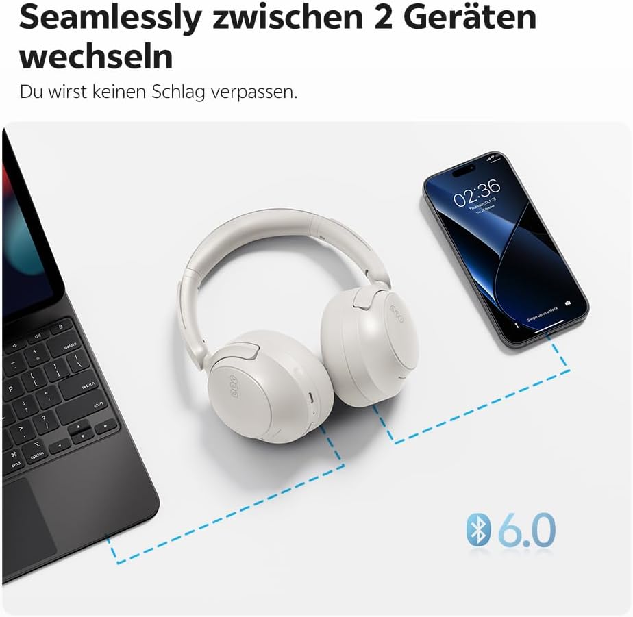 QCY H3S Over Ear Bluetooth Kopfhörer,Hybrid Aktive Noise Cancelling,Hi-Res Audio,LDAC,ultraleichtem