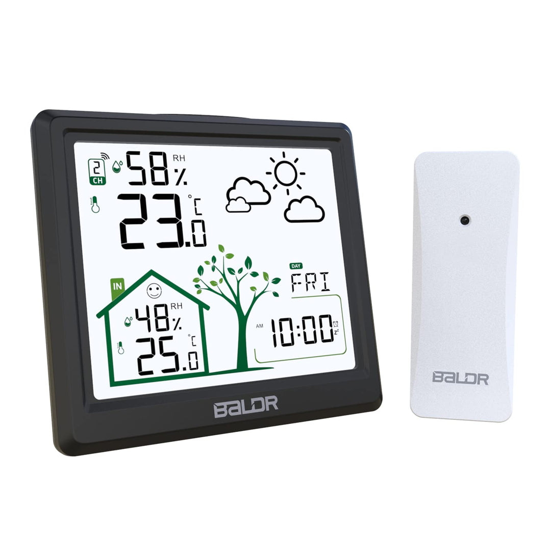 LEVIPE Wetterstation Funk mit Aussensensor, Digital Funkwetterstation mit Innen Aussen Temperatur- u