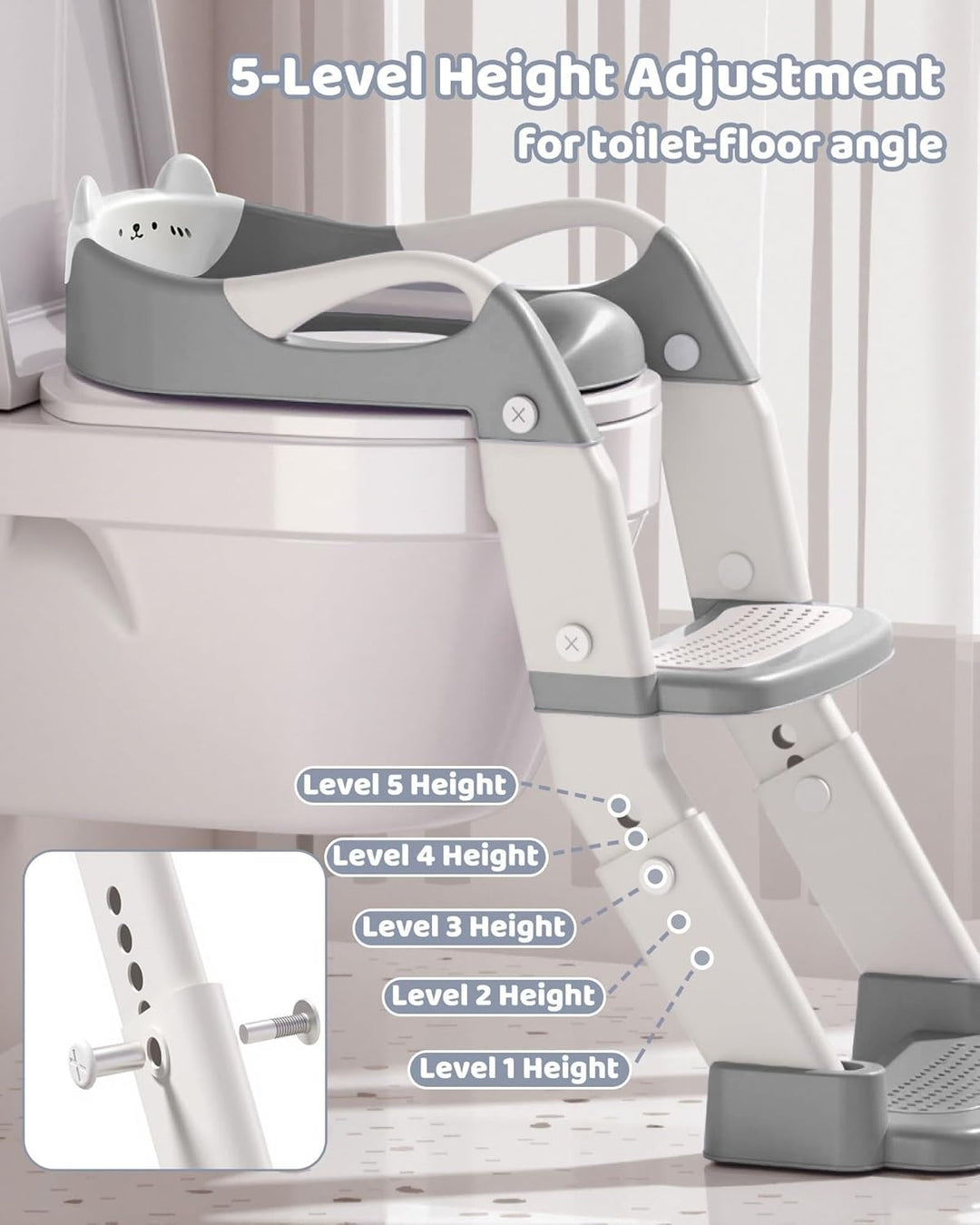 Toilettensitz Kinder mit Treppe, 3 in 1 Klappbarer Toilettenleiter für Kinder, Rutschfest und Wasser