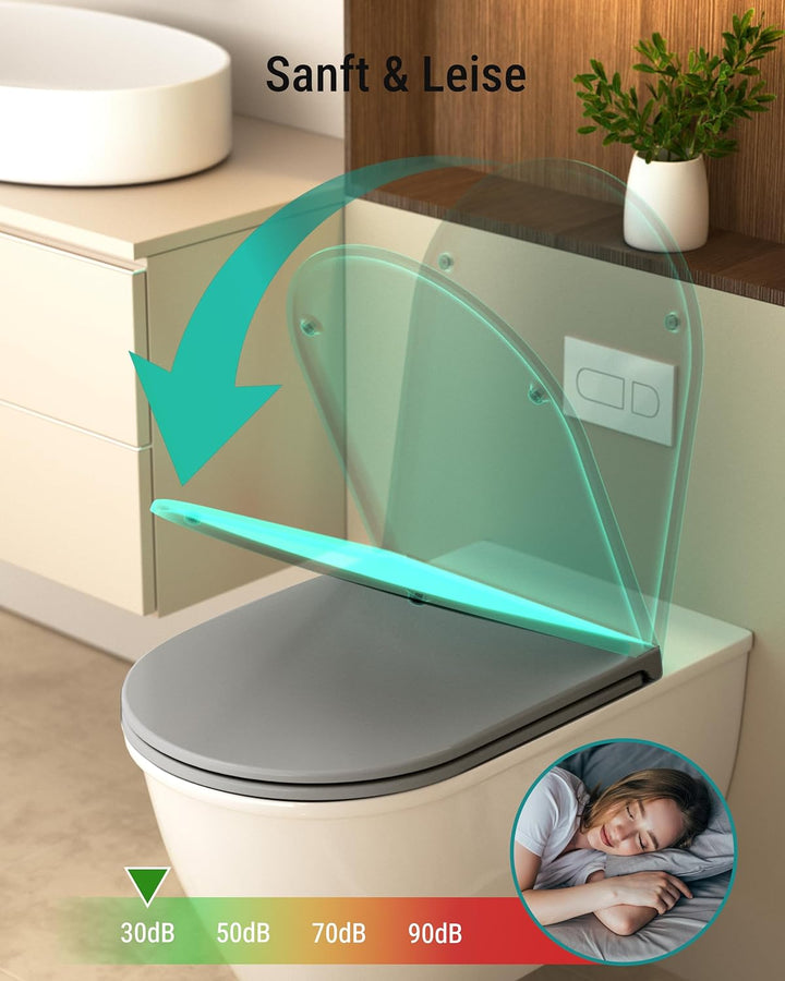 HySail Hochwertiger Toilettendeckel mit Absenkautomatik, Schnellverschluss und Hygienischer Oberfläc