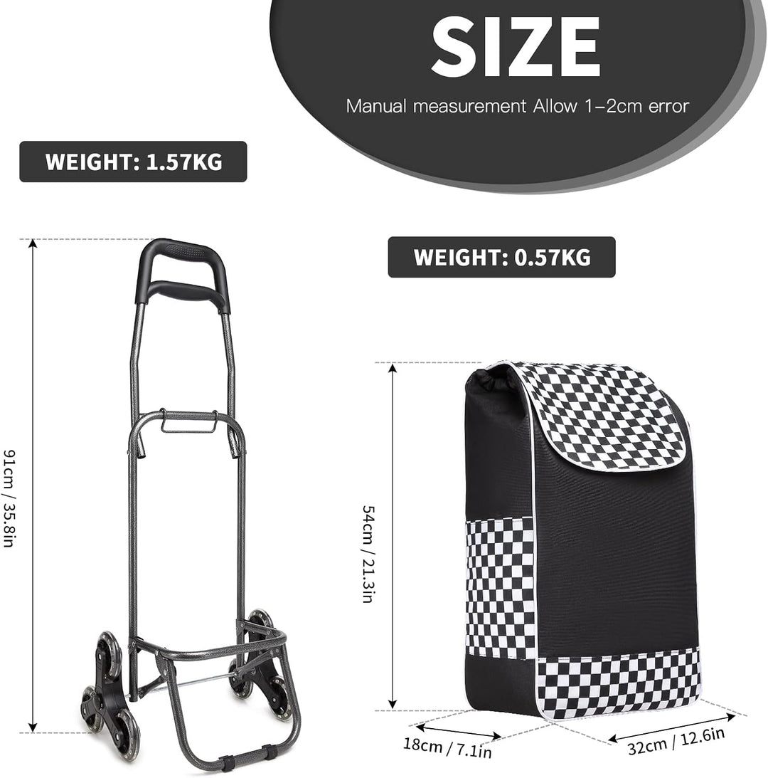 Kono Einkaufstrolley Einkaufswagen Stabiler Trolley Einkaufstrolley Klappbar 2 in 1 Abnehmbar Tasche
