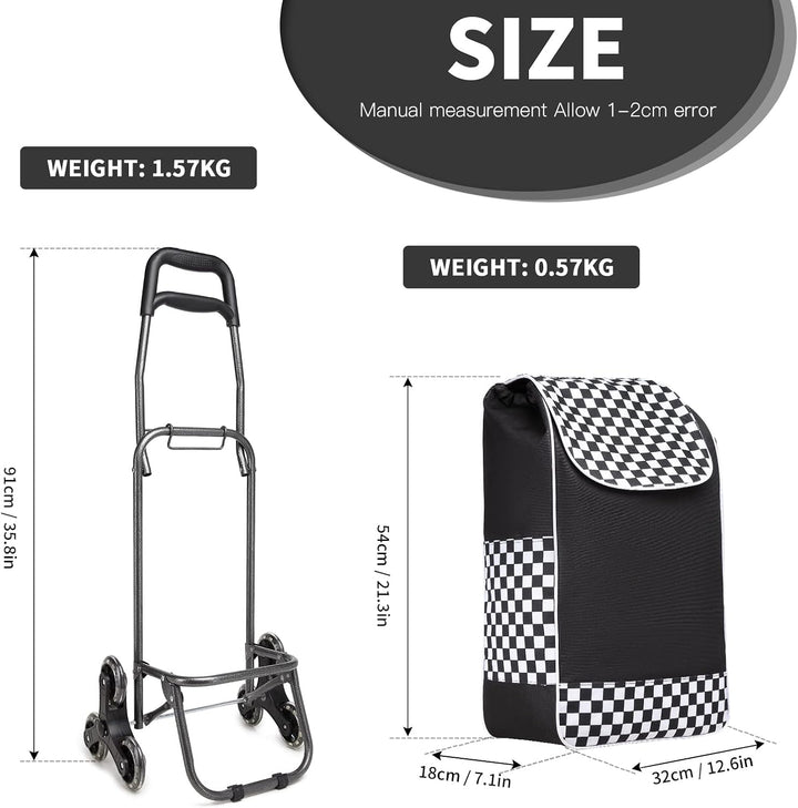 Kono Einkaufstrolley Einkaufswagen Stabiler Trolley Einkaufstrolley Klappbar 2 in 1 Abnehmbar Tasche