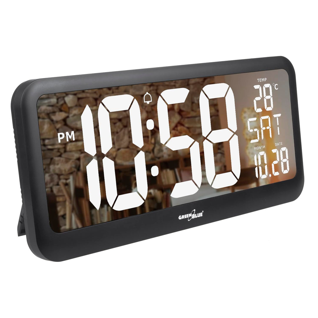 Green Blue GB214 Digitale Uhr mit Temperatuursensor 37x17cm Grosse Wanduhr Alarm LCD Display Zum Auf