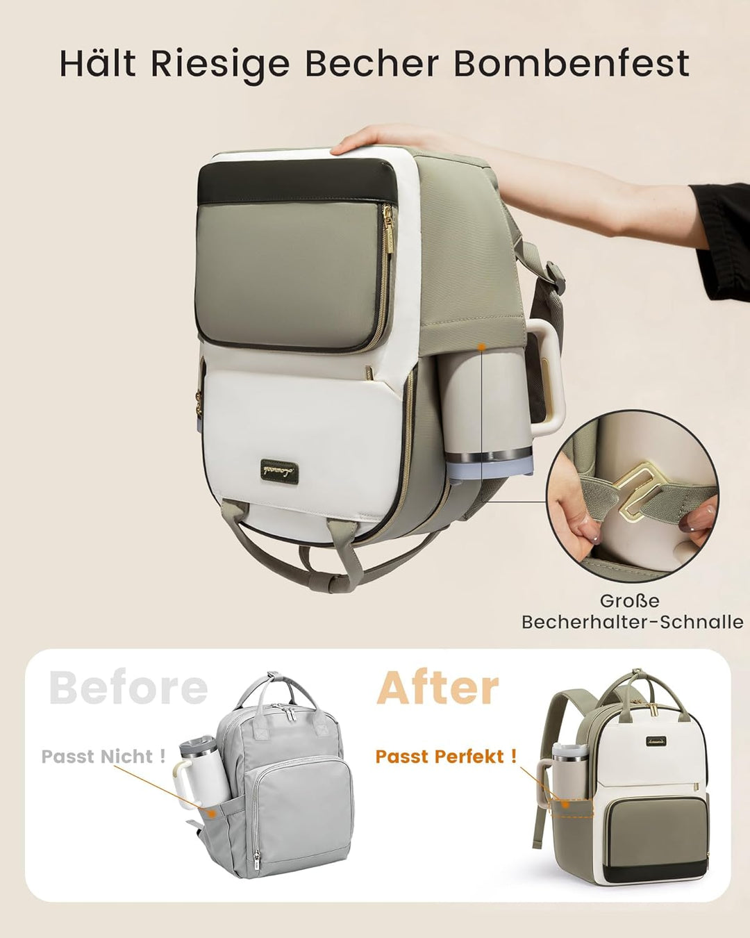 LOVEVOOK Rucksack Damen, 15.6 Zoll Laptop Schulrucksack Teenager mit Grossem Flaschenfach, Uni Schul