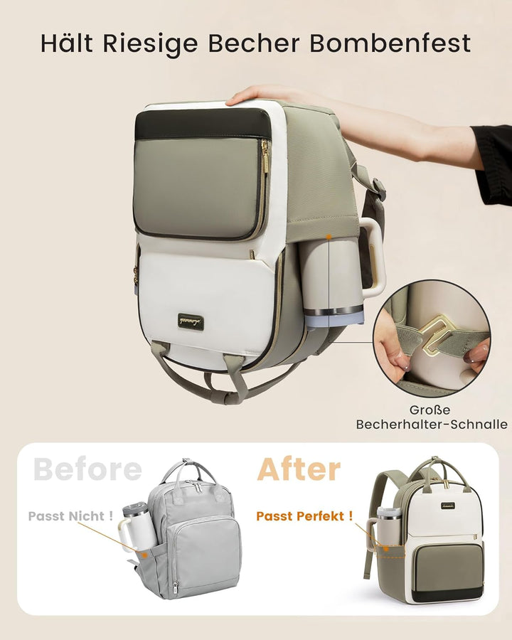 LOVEVOOK Rucksack Damen, 15.6 Zoll Laptop Schulrucksack Teenager mit Grossem Flaschenfach, Uni Schul
