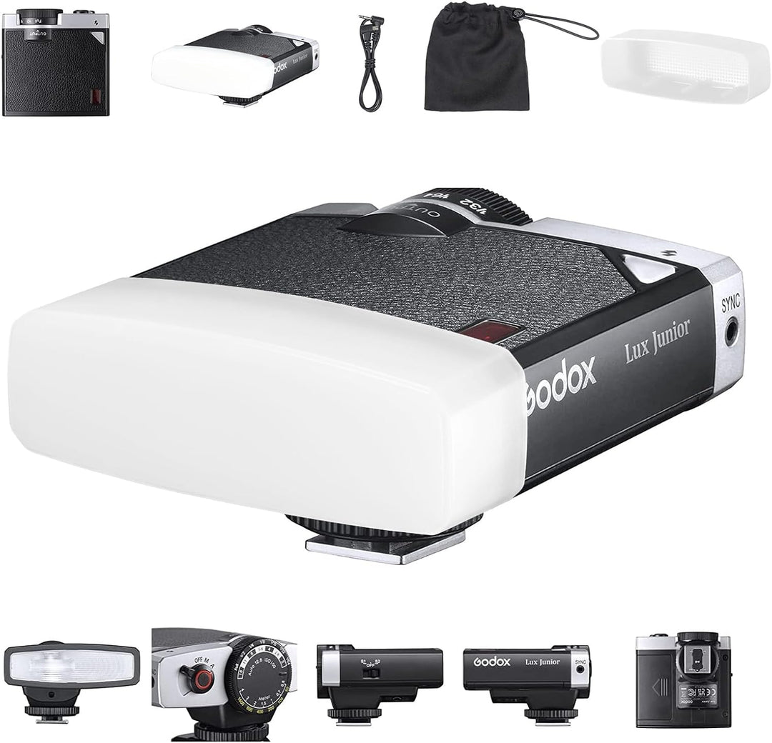 Godox Lux Junior Retro Kamerablitz,Speedlite GN12 6000 K ± 200 K CCT, automatische und manuelle Modi