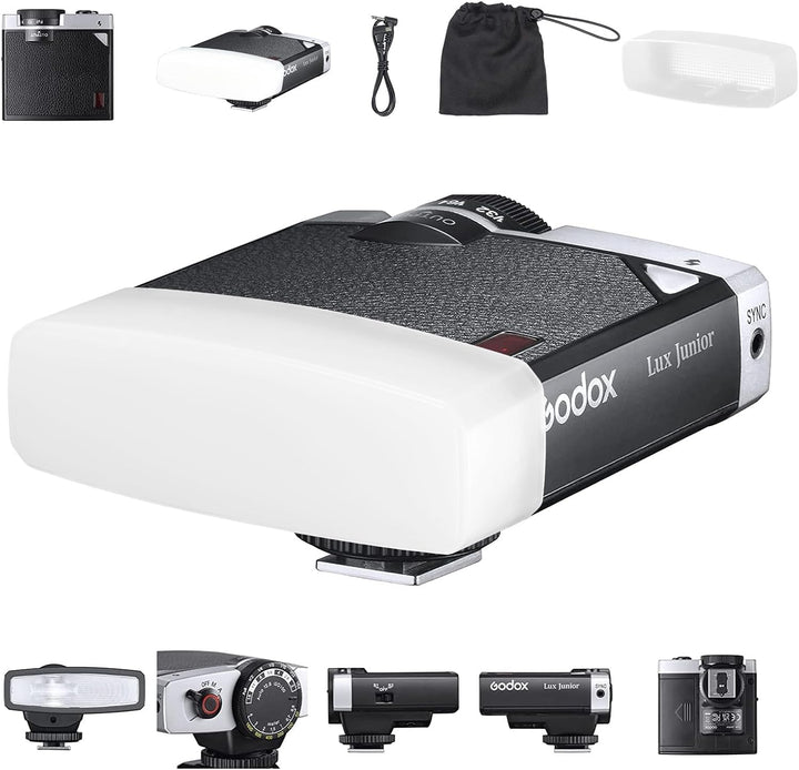 Godox Lux Junior Retro Kamerablitz,Speedlite GN12 6000 K ± 200 K CCT, automatische und manuelle Modi