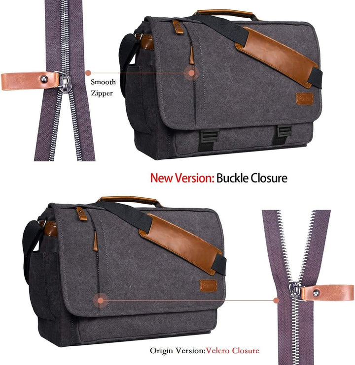 Estarer Umhängetasche 15,6 Zoll Laptoptasche aus Canvas für Schule/Reisen/Business 15-15.6 Zoll (Sch