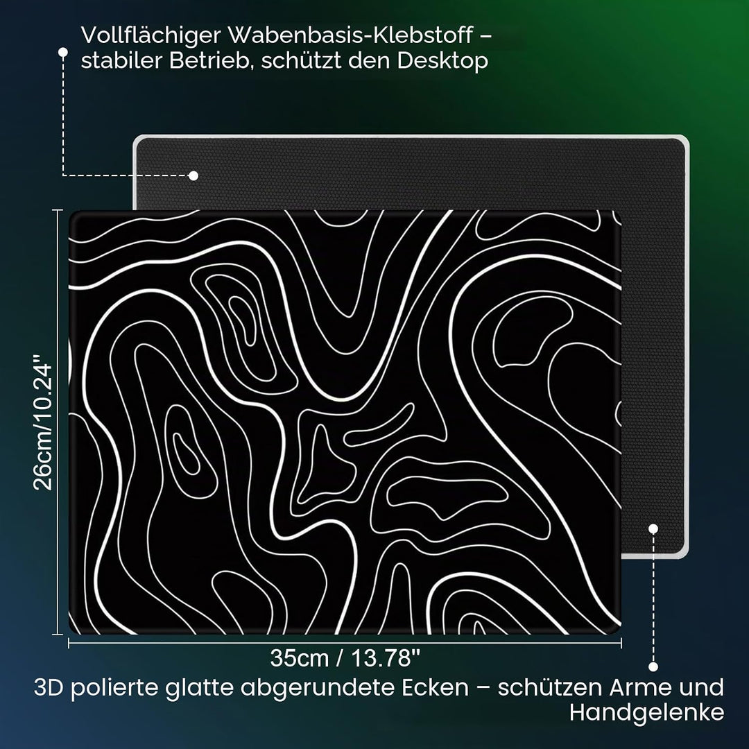 DAWNTREES Glas-Gaming-Mauspad, genaue und schnelle Mausverfolgung, gehärtetes Glas, rutschfeste Gumm