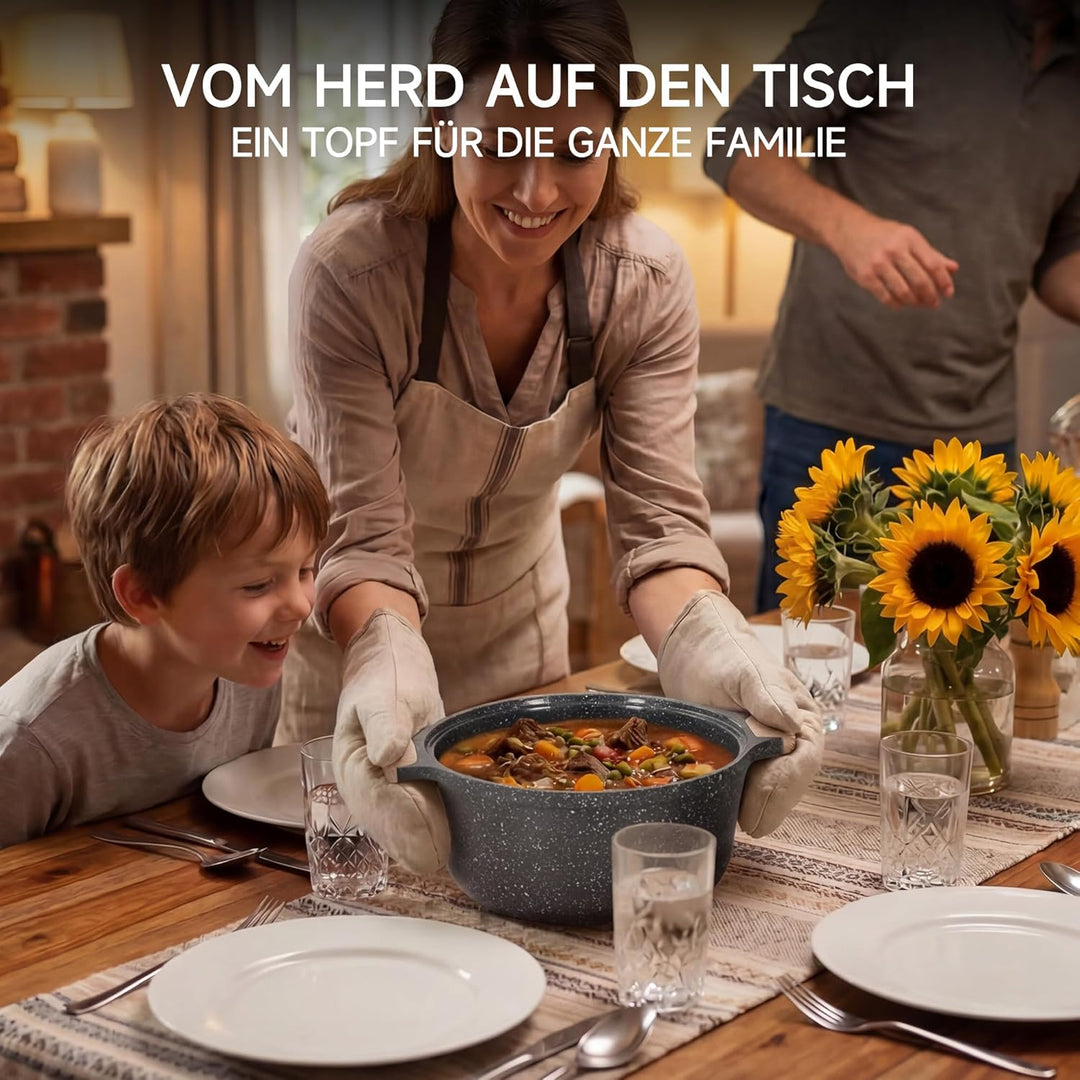 JEETEE Topfsets Pfannenset 23-Teilig, Antihaft-Granit Topf und Pfannenset mit Glasdeckeln, Topfset I