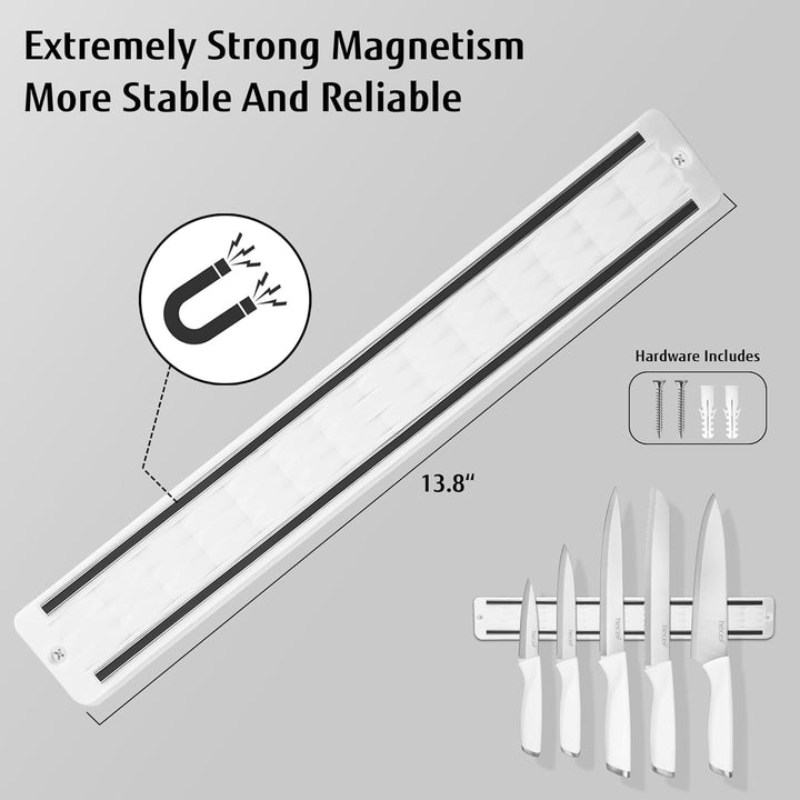 hecef Messerset mit Messerhalter Magnetisch, 5 tlg Scharfe Küchenmesser Set mit 33cm Messer Magnetle
