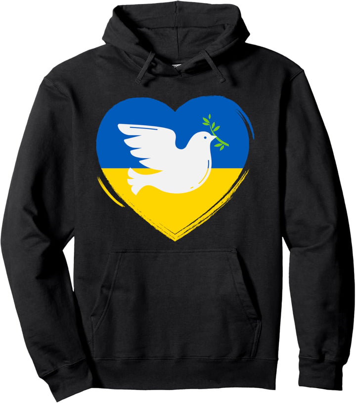 Ukraine Flagge Blau Gelb Herz Friedenstaube Frieden Ukraine Pullover Hoodie