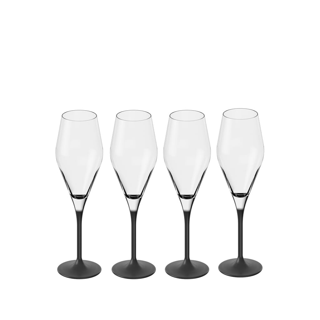 Villeroy & Boch - Manufacture Rock, Champagnerglas-Set, 4-teilig, 260 ml, Kristallglas, transparent/