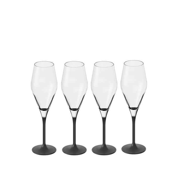 Villeroy & Boch - Manufacture Rock, Champagnerglas-Set, 4-teilig, 260 ml, Kristallglas, transparent/