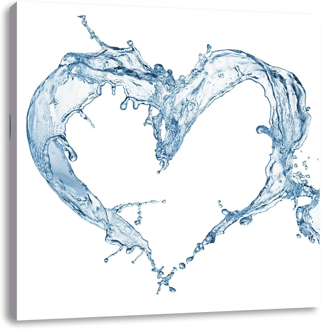 Pixxprint Herz aus Wasser, Format: 70x70 auf Leinwand, XXL riesige Bilder fertig gerahmt mit Keilrah