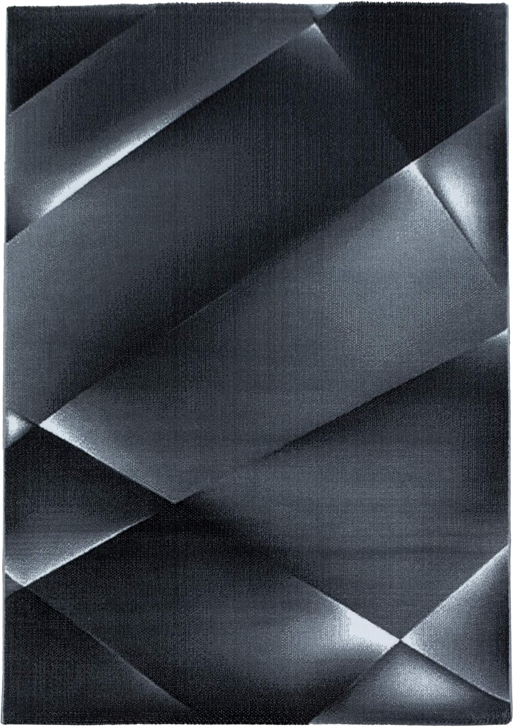 HomebyHome Teppich Wohnzimmer 80x250 cm Läufer Flur Schwarz Abstrakt Design - Schlafzimmer Teppich K