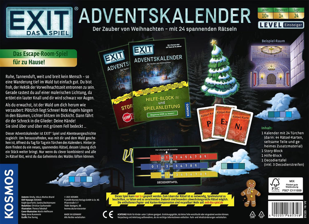 KOSMOS 685348 EXIT - Das Spiel Adventskalender 2025, Der Zauber von Weihnachten mit 24 spannenden Rä