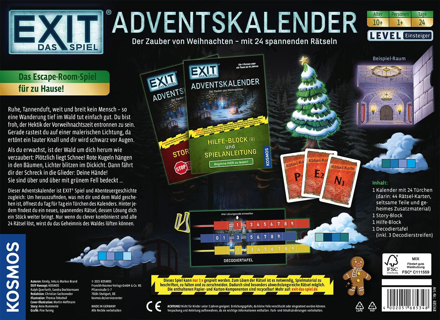KOSMOS 685348 EXIT - Das Spiel Adventskalender 2025, Der Zauber von Weihnachten mit 24 spannenden Rä