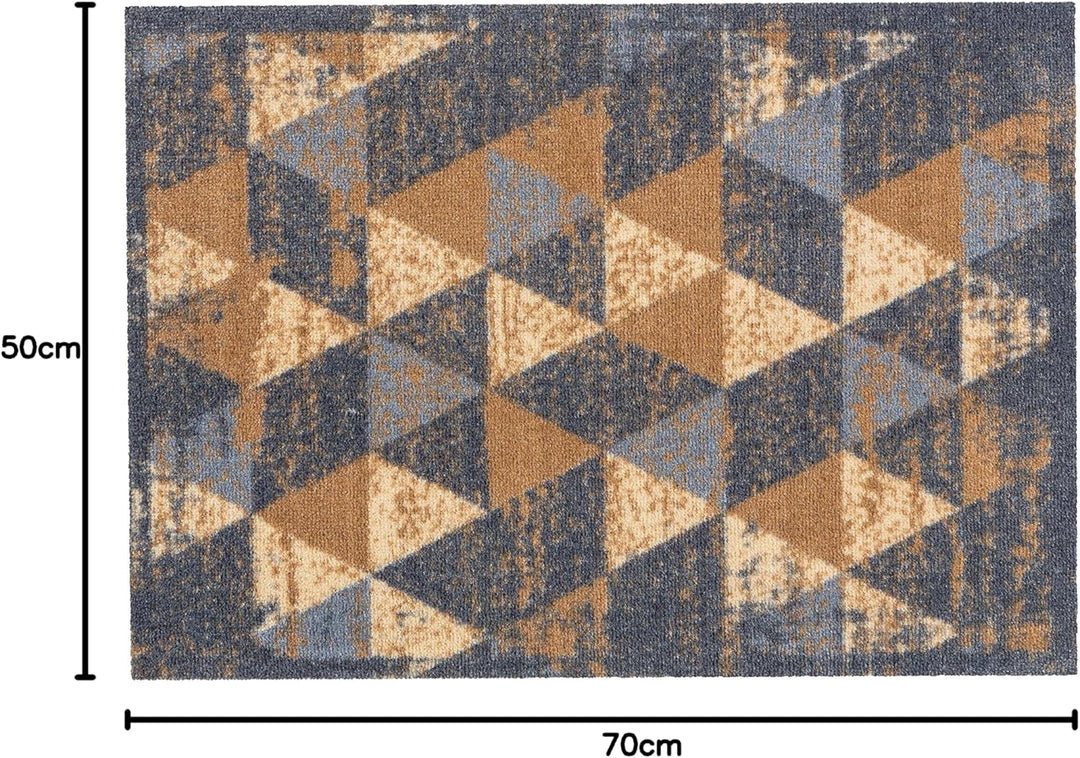 Astra rutschfeste Sauberlaufmatte innen - Dreiecke grau-braun 50 x 70 cm - Wohnraum Fussmatte Design