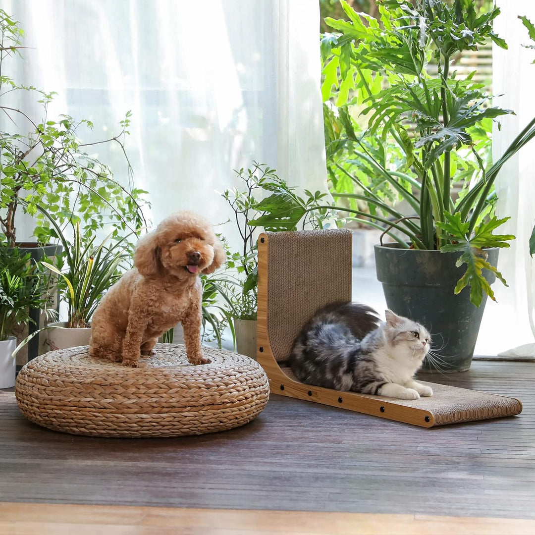 FUKUMARU Kratzbrett Katzen, 68 cm hohe L förmige Kratzpappe für Katzen, widerstandsfähig Katzenkratz