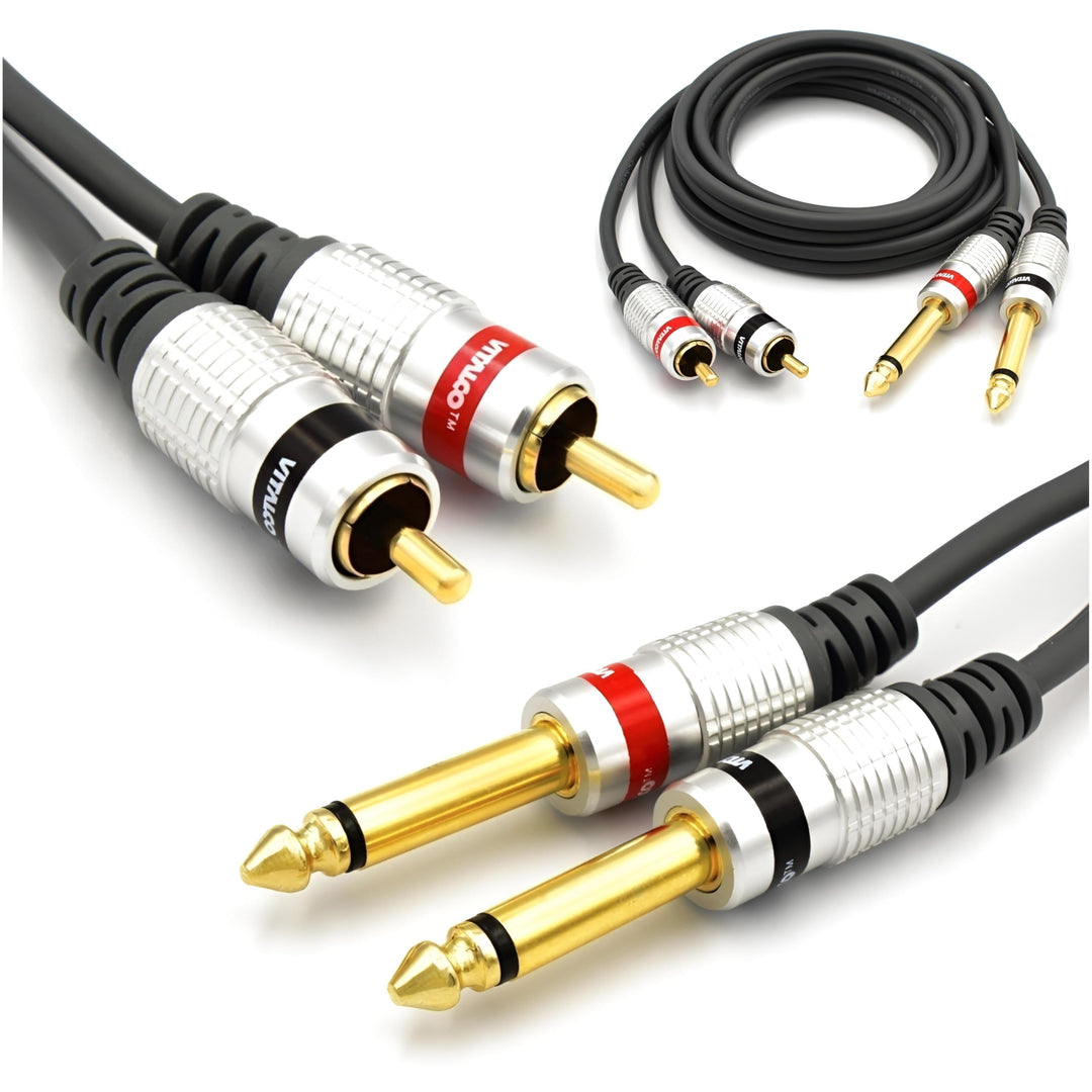 Cinch auf 6.3mm Klinke Kabel 3m Vitalco 2X Male Chinch Stecker zu 2X Grosse Klinke Mono Audio Adapte