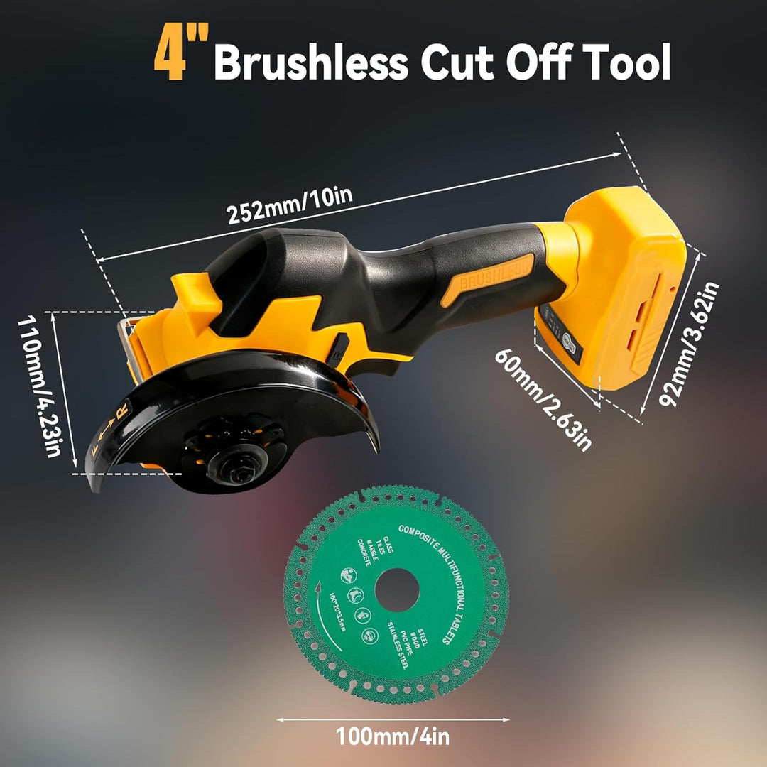 Akku-Winkelschleifer für Dewalt 18/20 V, bürstenloser Mini-Winkelschleifer, 18000 U/min, 100 mm, kle