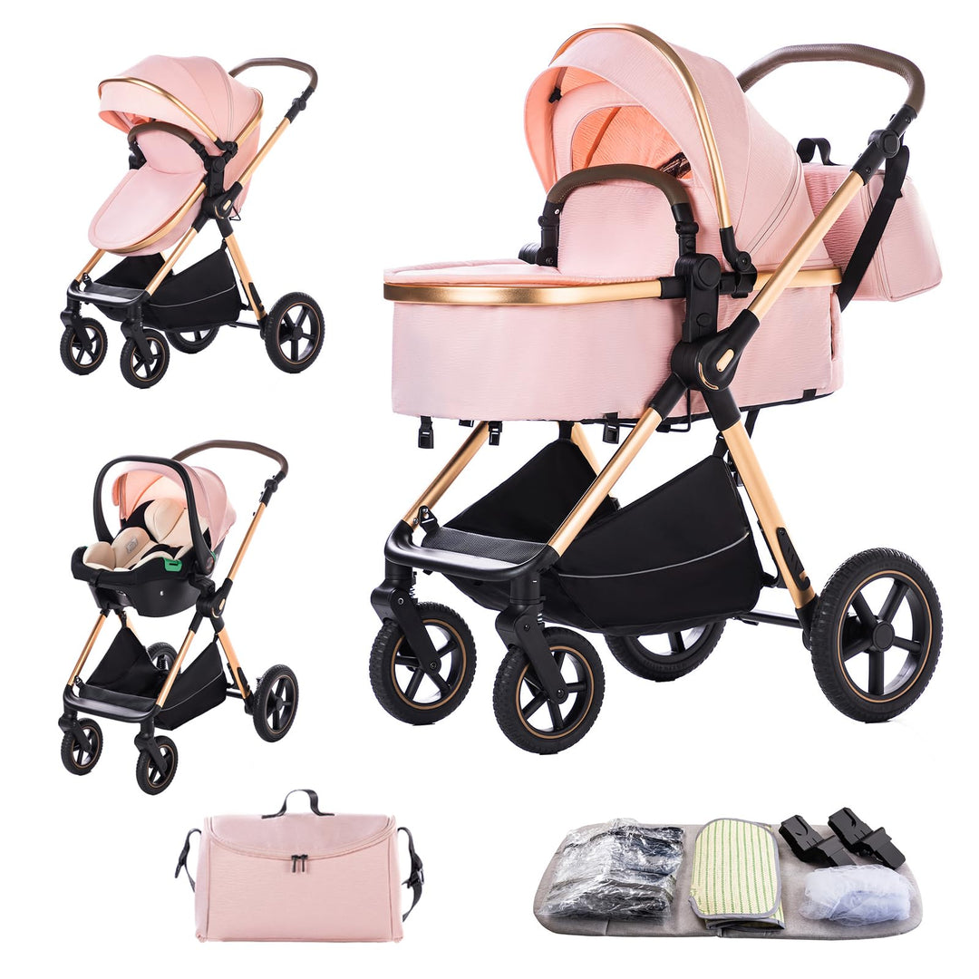 BEBBY Kinderwagen, Standard-Kinderwagen, Kinderwagen 3 in 1,Kinderwagen mit Faltbarem Tragbarem für