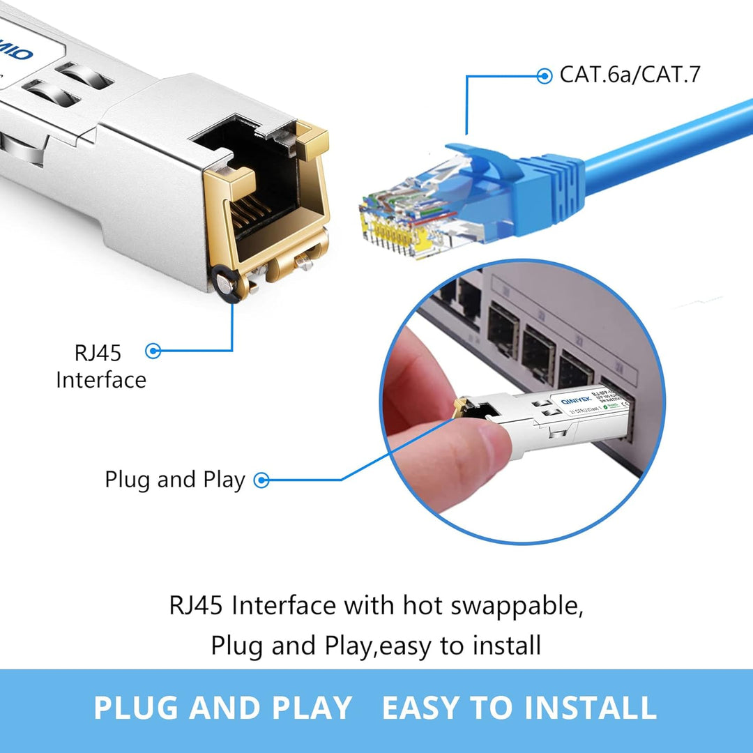 QINIYEK (2 Stück) 10GBase-T SFP+ Module, 10G SFP+ RJ45 Kupfer-Transceiver, kompatibel für Cisco SFP-