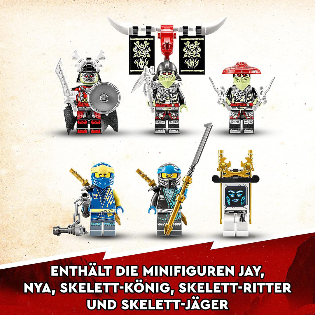 LEGO 71785 NINJAGO Jays Titan-Mech, Ninja-Spielset mit Jay, NYA und grüner Skelett-Krieger Minifigur