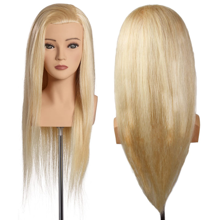 L'IMAGE ELENA Blonder Frisierkopf mit 50 cm Echthaar, mit Wimpern
