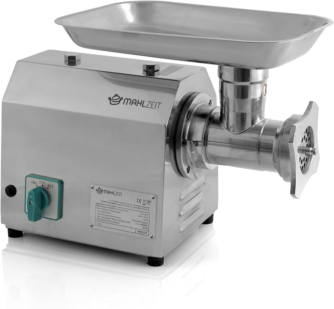 Zelsius Profi Edelstahl Fleischwolf elektrisch | 750W - 150kg/h | Faschiermaschine aus Edelstahl, Wu