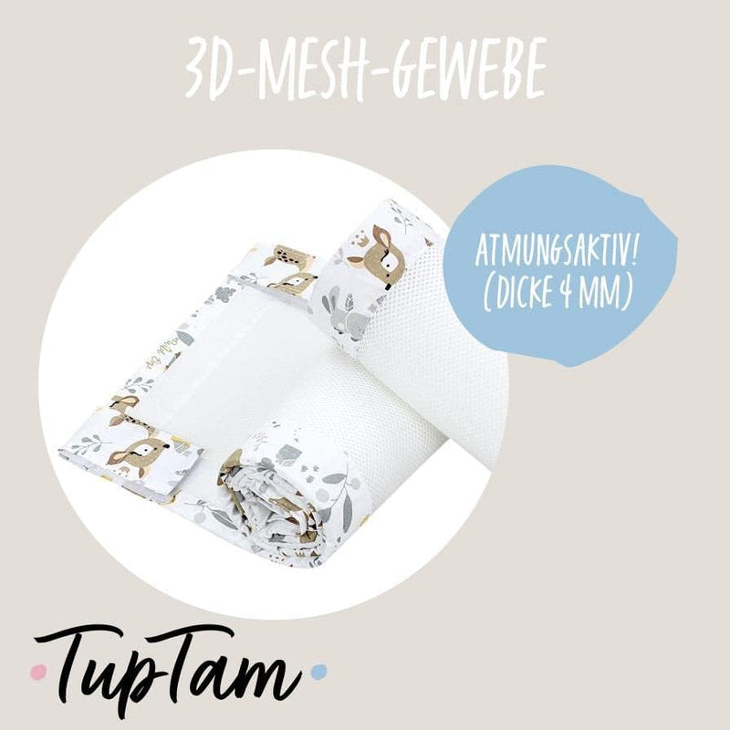 TupTam Gitterstäbe Schutz Netz Babybett Nestchen 3D Mesh 2er Pack, Farbe: Wilde Tiere, Grösse: ca. 1