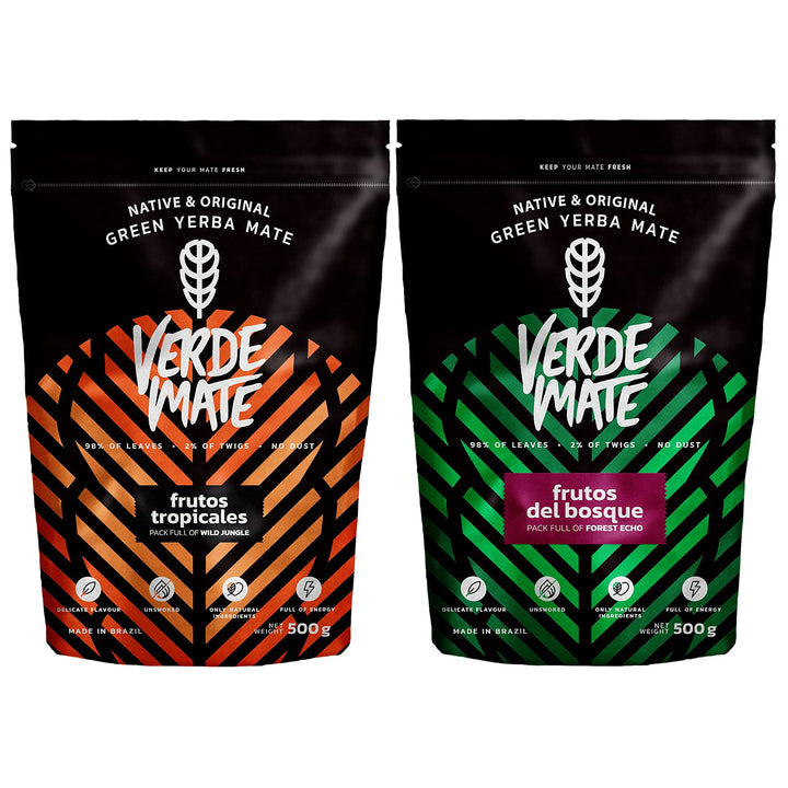 Mate Tee Verde Mate Set 1kg - Brasilien Yerba Mate - 5mm Grobe Blätter - Luftgetrocknet, Staubarm -