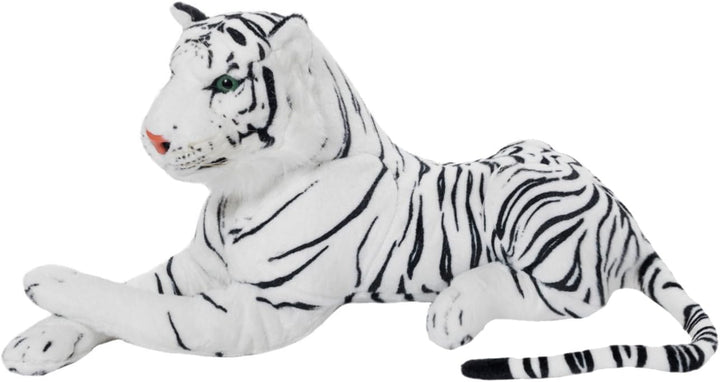 BRUBAKER Tiger Kuscheltier 45 cm - liegend Stofftier Plüschtier - Weiss, Weiss