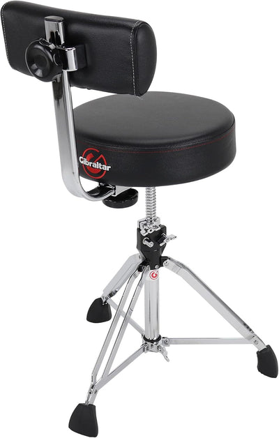 Gibraltar Schlagzeughocker, Drumhocker 9000 Series Round mit Backrest, 9608RB (Durchmesser: 35cm, Vi