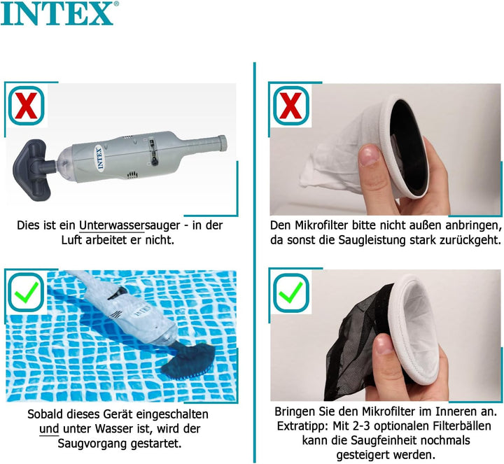 Intex Underwater Handheld Vacuum Cleaner Battery Operated Pool Vacuum Cleaner Grey Single, Single