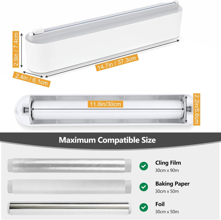 Housolution Magnetischer Frischhaltefolienspender mit Schneider, Abroller und Spender für Alufolie U