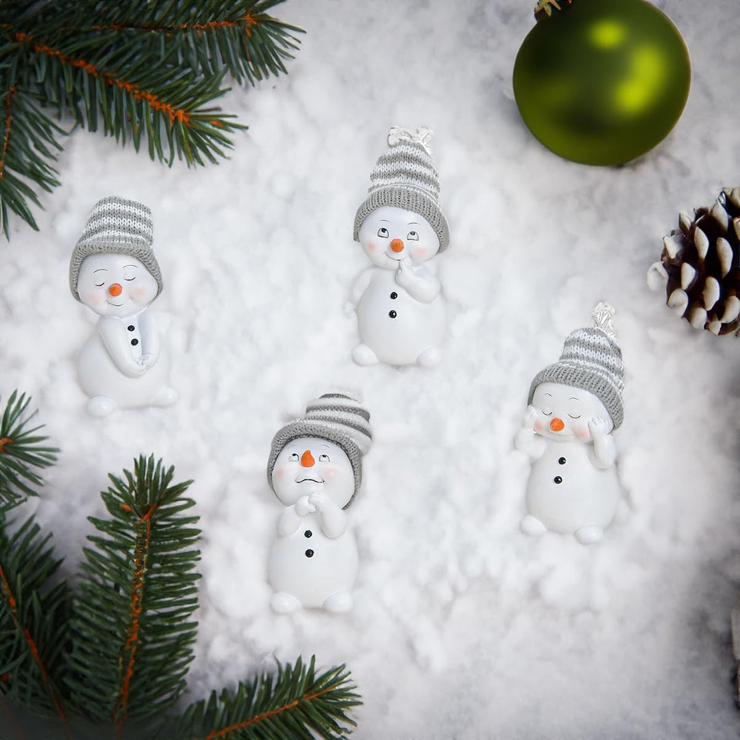 matches21 HOME & HOBBY Kleine Schneemann Deko Figuren für Weihnachten im 4er Set - Süsse 11cm Weihna
