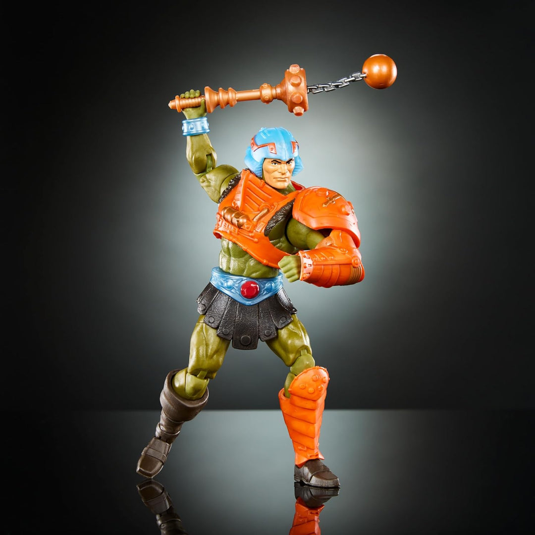 Masters of the Universe Masterverse New Eternia Man-At-Arms Actionfigur, 30 bewegliche Gelenke, aust