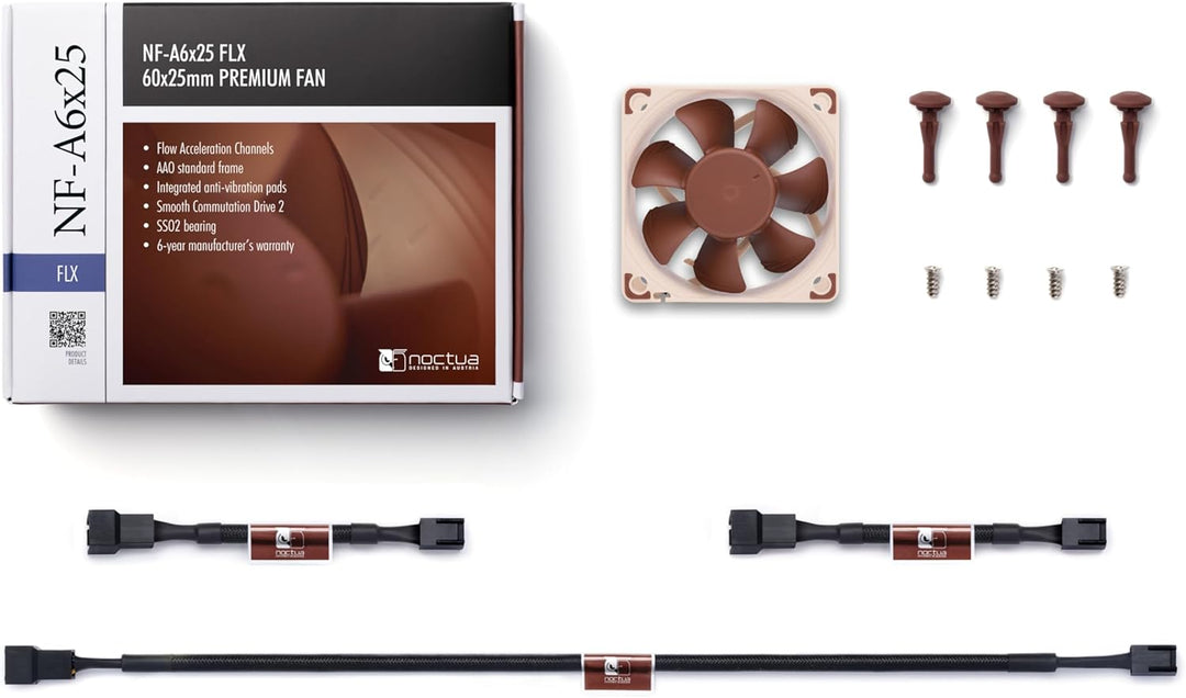 Noctua NF-A6x25 FLX, leiser Premium-Lüfter, 3-polig (60 mm, braun)