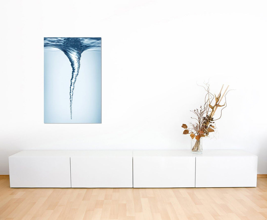 Paul Sinus Art 120x80cm - WANDBILD Wasser Unterwasser Wasserstrudel blau - Leinwandbild auf Keilrahm