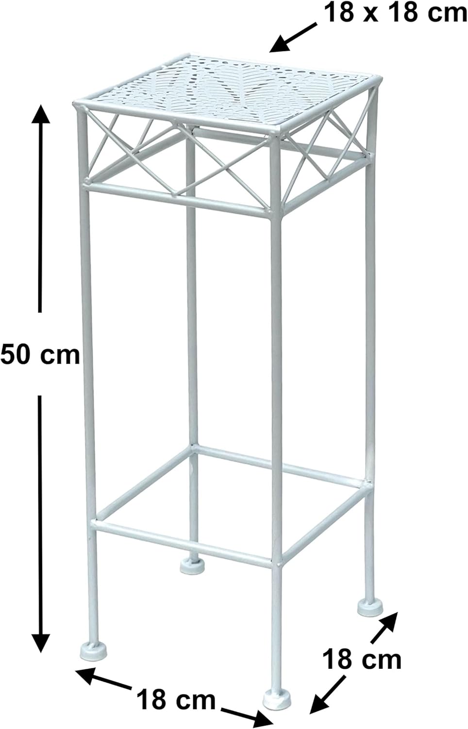 DanDiBo Blumenhocker Weiss Metall Eckig 70-50 cm Blumenständer 96314 Beistelltisch Blumensäule Moder