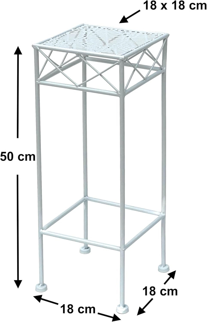DanDiBo Blumenhocker Weiss Metall Eckig 70-50 cm Blumenständer 96314 Beistelltisch Blumensäule Moder
