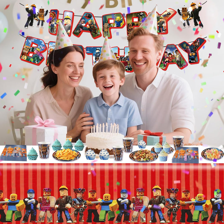 Robl Pappteller Kindergeburtstag Deko Junge- Roblx Geburtstag Geschirr Set Geburtstagsdeko Partygesc